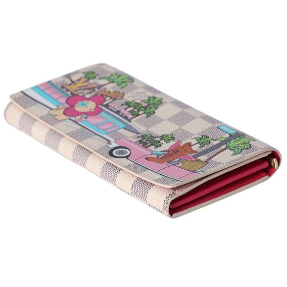 Louis Vuitton Sarah Wallet Monogram Vivienne Fuchsia Pink Damier Azur - Picture 4 of 5